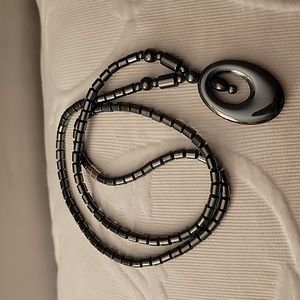 Dark gray Hematite Necklace (26") w/magnetic closure